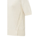 YAYA | Fijngebreide sweater met boothals en korte mouwen - nature melange - 01-000453-503