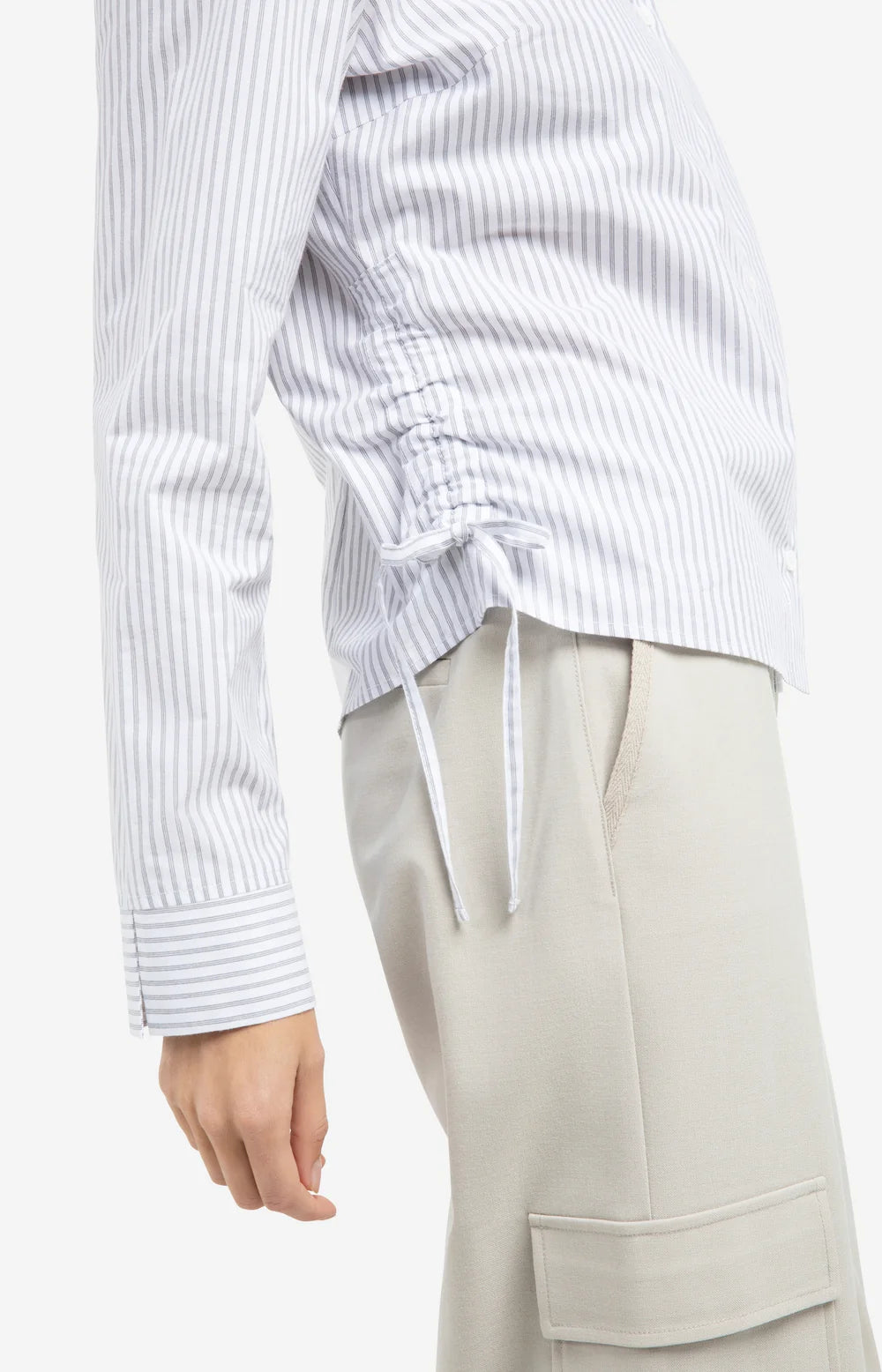 YAYA | Getailleerde Blouse Met Koordjes Aan De Zijkant Iron Grey Dessin