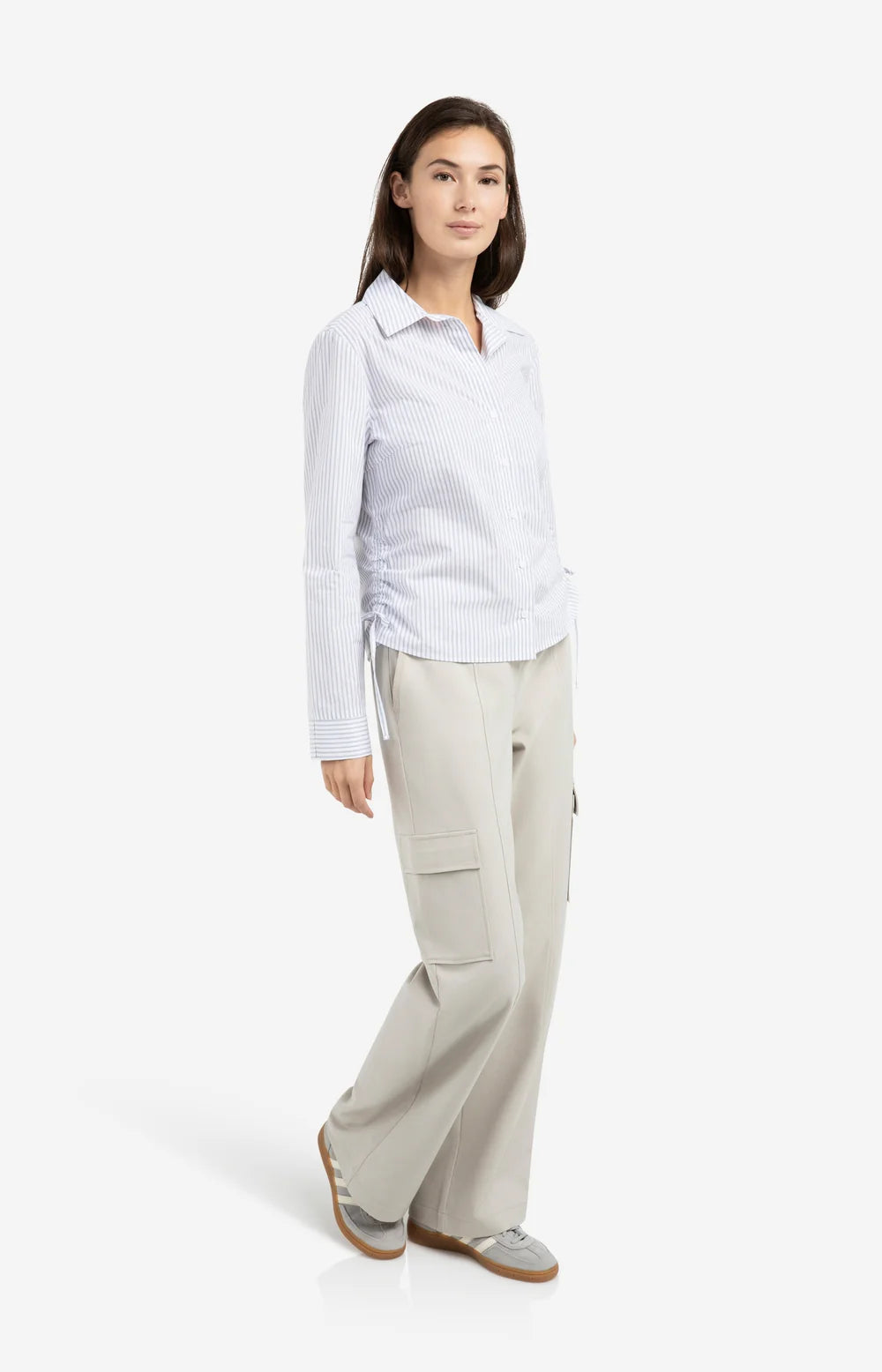 YAYA | Getailleerde Blouse Met Koordjes Aan De Zijkant Iron Grey Dessin