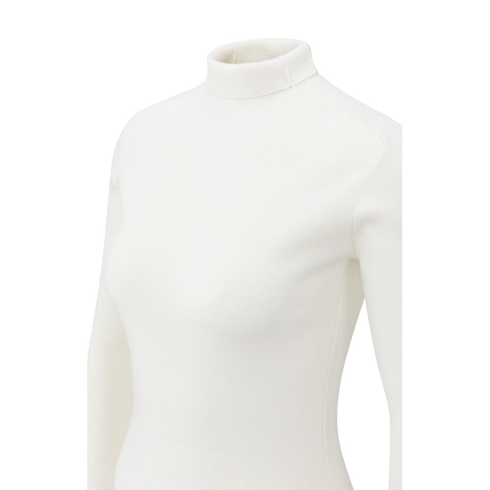 YAYA | Getailleerde Geribde Top Met Col Creme