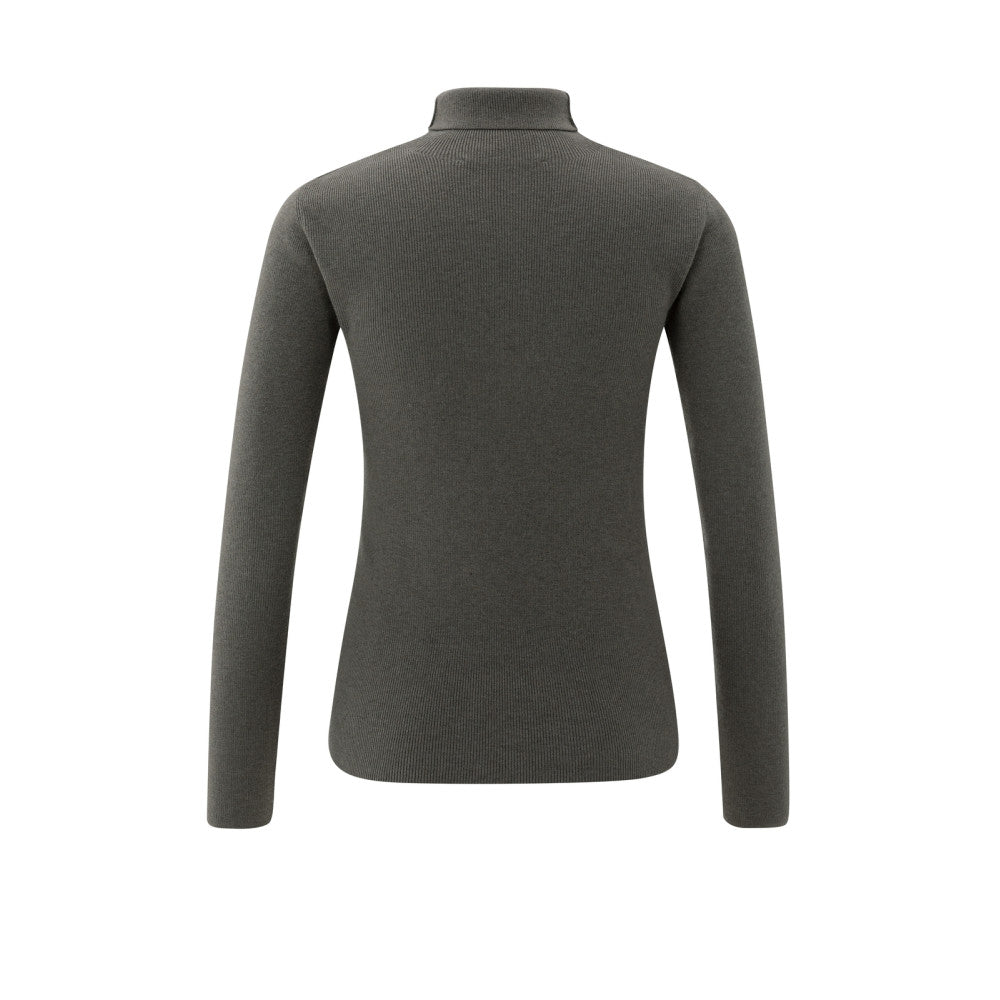 YAYA | Getailleerde Geribde Top Met Col Grijs