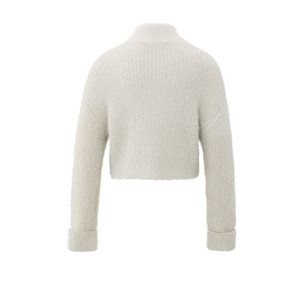 YAYA | Fluffy Cropped Sweater Beige