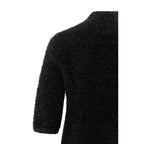 YAYA | Fluffy trui met halve mouwen en opstaande kraag - zwart - 01-000415-411