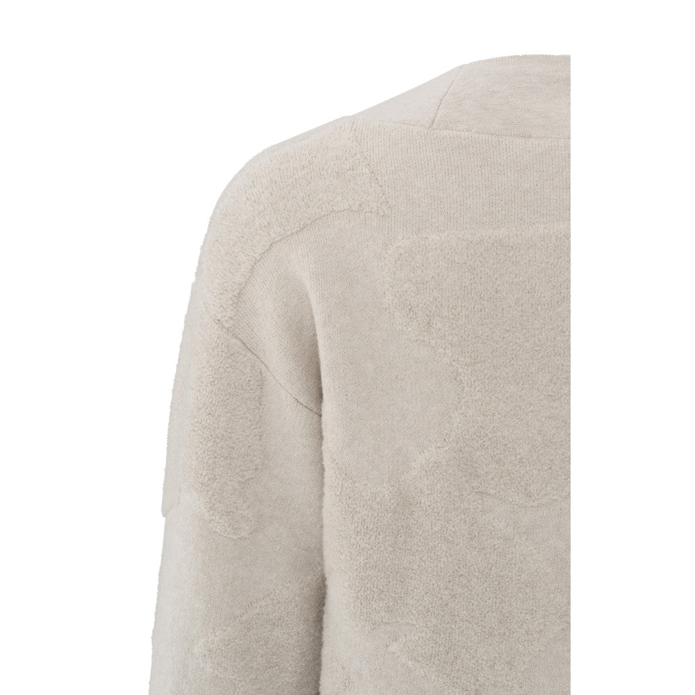 YAYA | Gebreide trui met V-hals en textuurpatroon - pumice stone beige - 01-000438-501