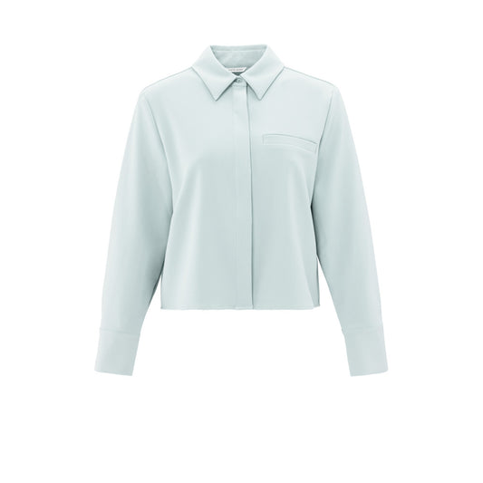 YAYA |  Gekropte blouse met lange mouwen en borstzak -northern droplet grey - 01-201136-502