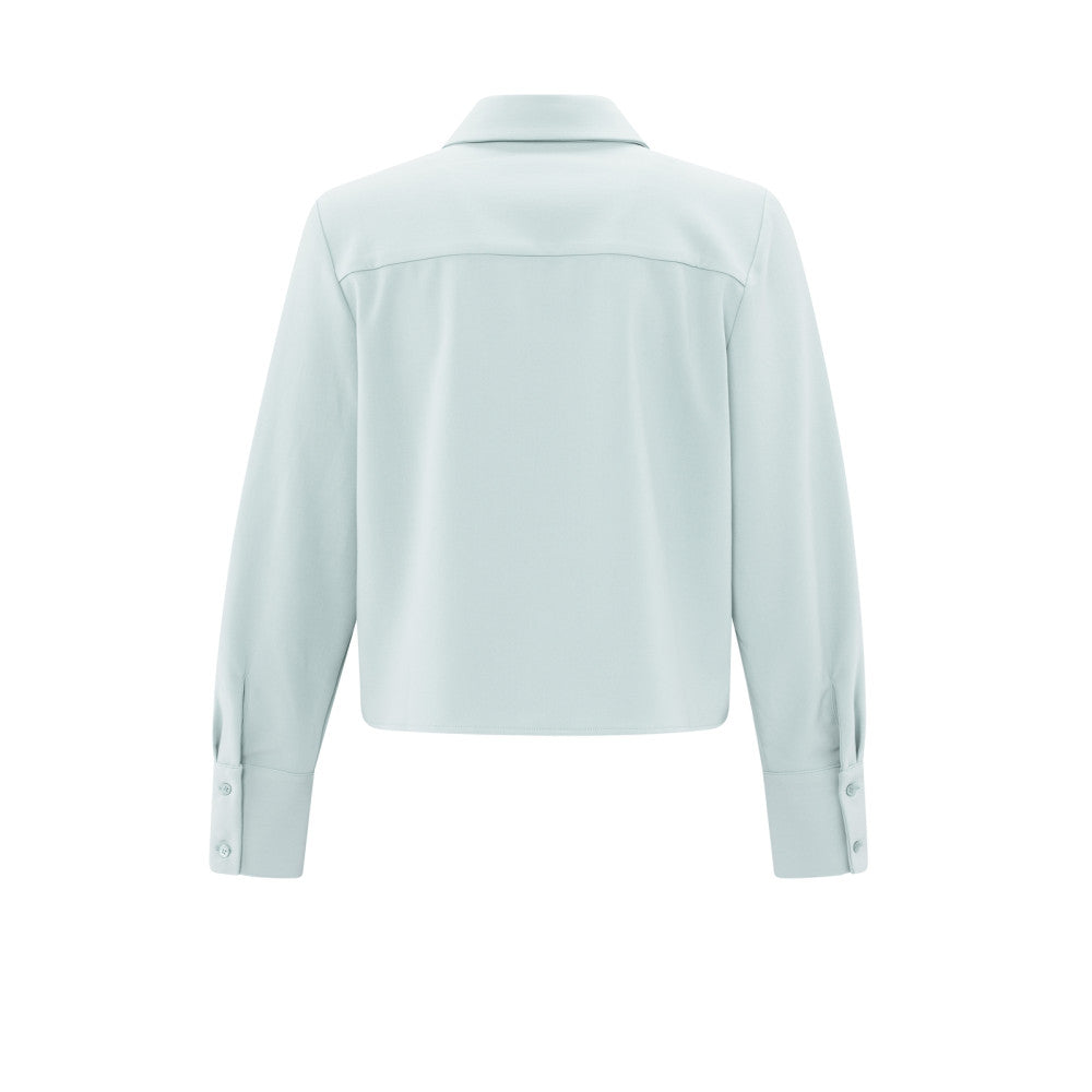 YAYA |  Gekropte blouse met lange mouwen en borstzak -northern droplet grey - 01-201136-502