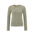 YAYA | Geribd vest met een ronde hals, lange mouwen en knoopjes - AGATHE GREY MELANGE - 01-010057-403