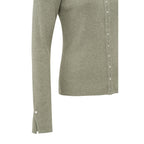 YAYA | Geribd vest met een ronde hals, lange mouwen en knoopjes - AGATHE GREY MELANGE - 01-010057-403