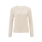 YAYA |  Geribde lange mouwentop met knoopdetails - off white knit - 01-709265503