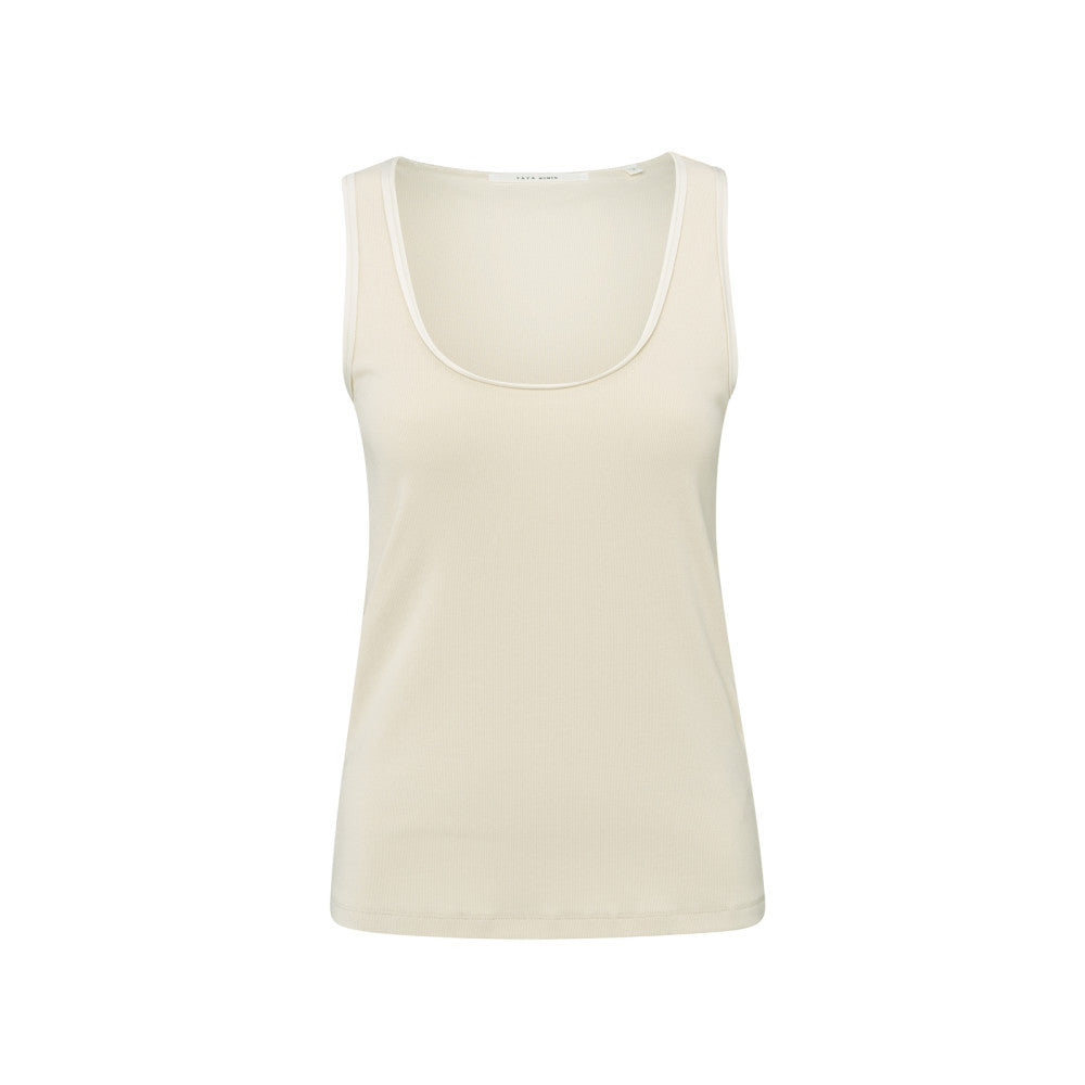 YAYA | Geribde singlet met glanzende randjes - summer sand - 01-729037-504
