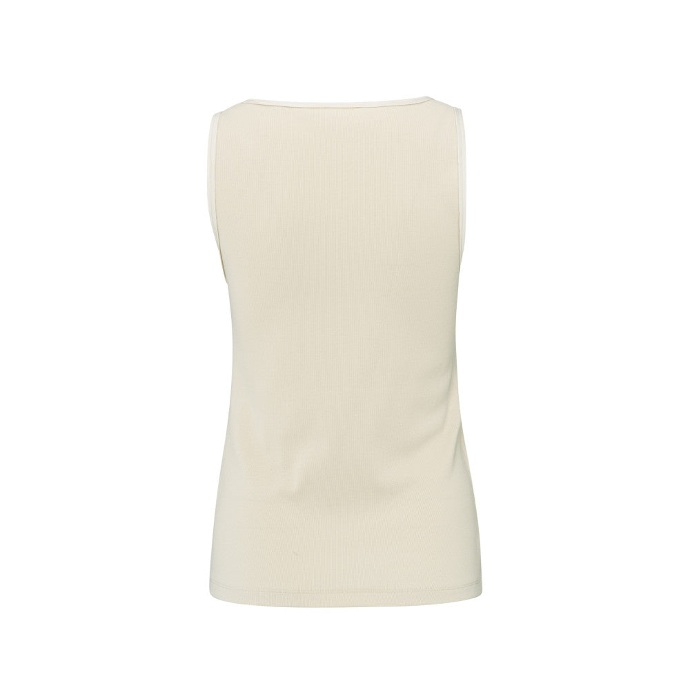 YAYA | Geribde singlet met glanzende randjes - summer sand - 01-729037-504