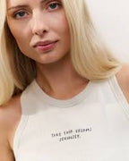 YAYA | Geribd singlet met subtiele tekst op de voorkant - silver lining beige - 01-729042-506