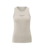 YAYA | Geribd singlet met subtiele tekst op de voorkant - silver lining beige - 01-729042-506