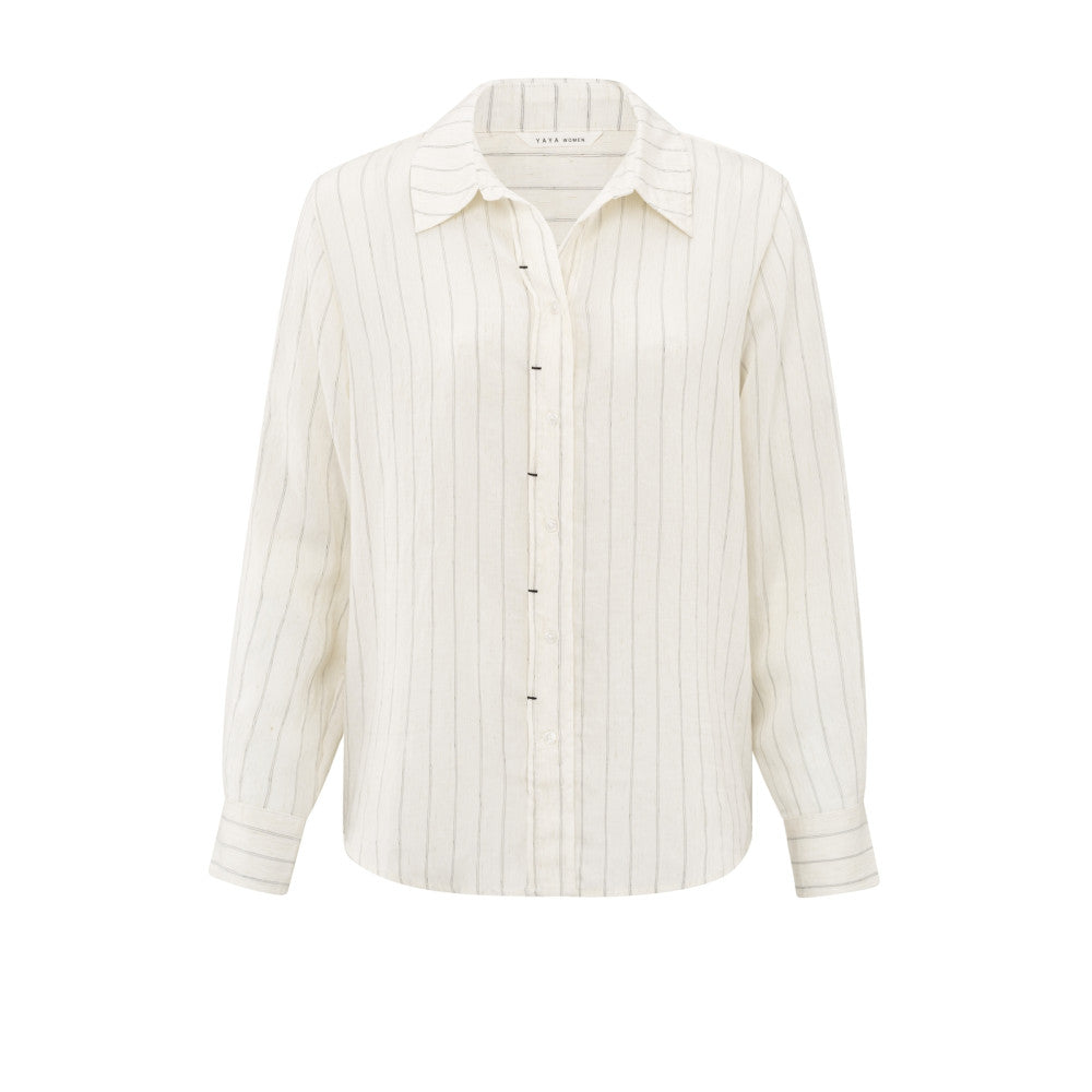 YAYA | Gestreepte blouse met plooidetail en normale pasvorm - summer sand dessin - 01-201154-505