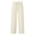 YAYA | Geweven broek met wijde pijpen en satijnen band - summer sand - 01-301185-504