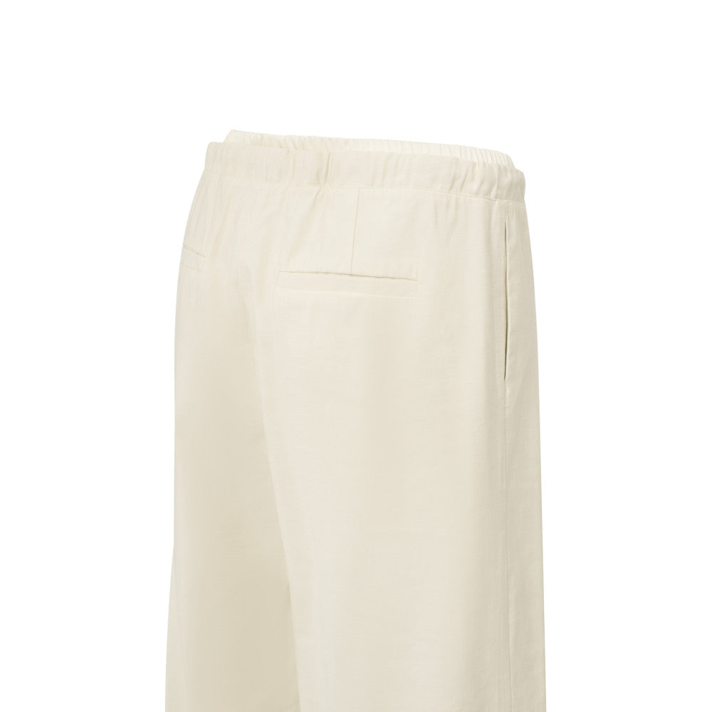 YAYA | Geweven broek met wijde pijpen en satijnen band - summer sand - 01-301185-504