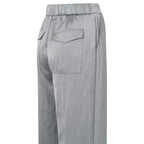 YAYA | Geweven satijnen broek met wijde pijpen en zakken - light metal grey - 01-301162-410