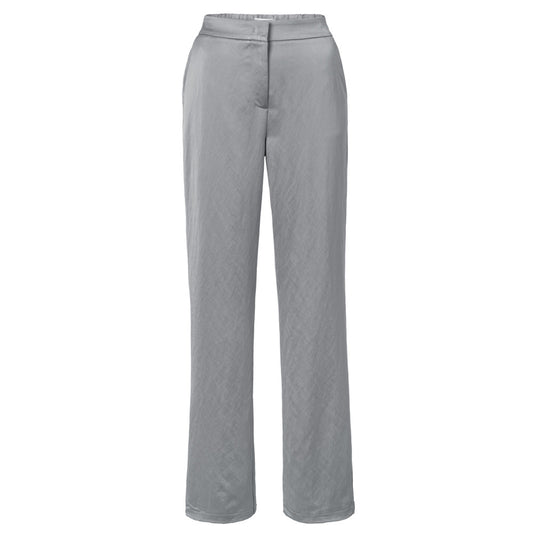 YAYA | Geweven satijnen broek met wijde pijpen en zakken - light metal grey - 01-301162-410