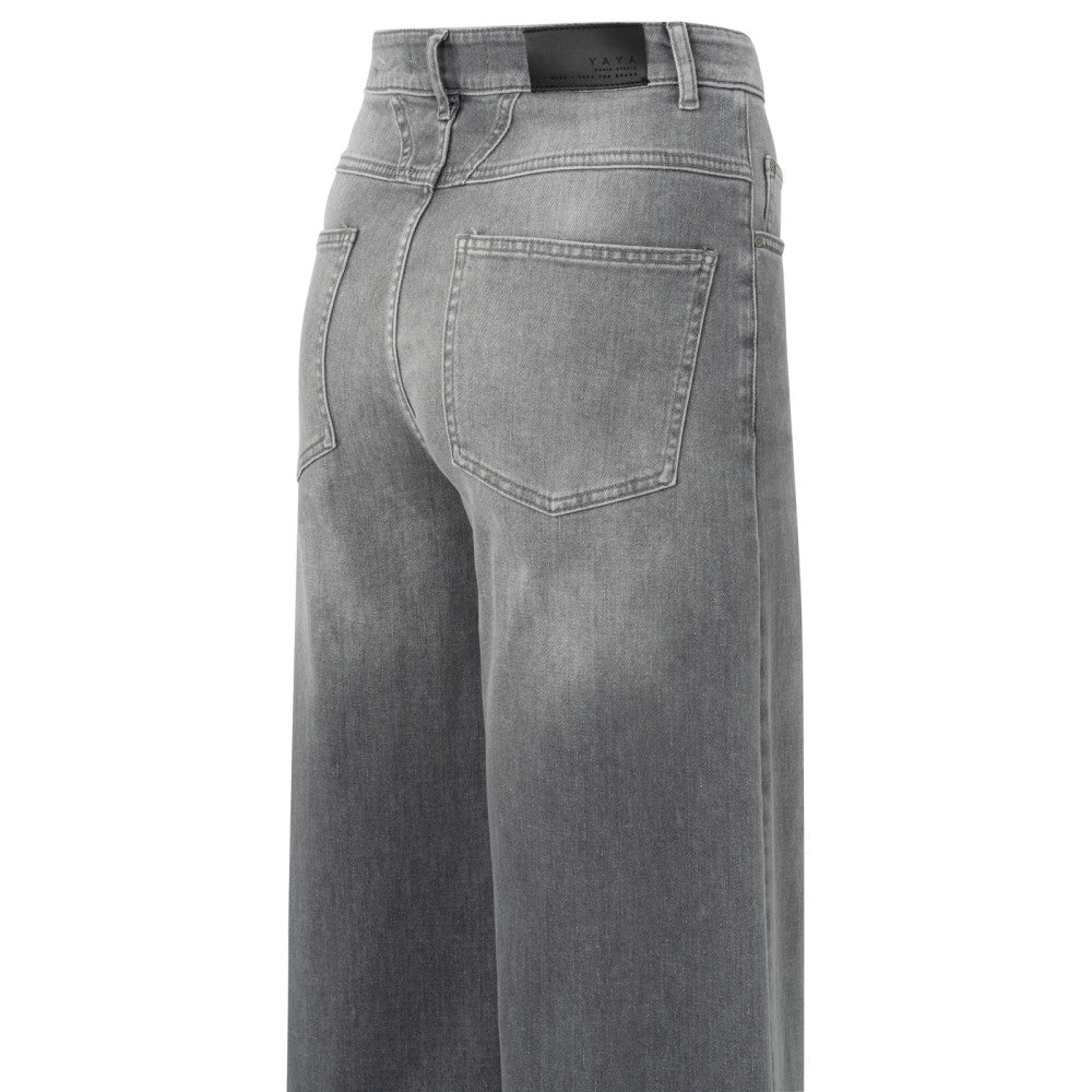 YAYA | Grijze jeans met hoge taille, extra wijde pijpen en zakken - 01-311073-409