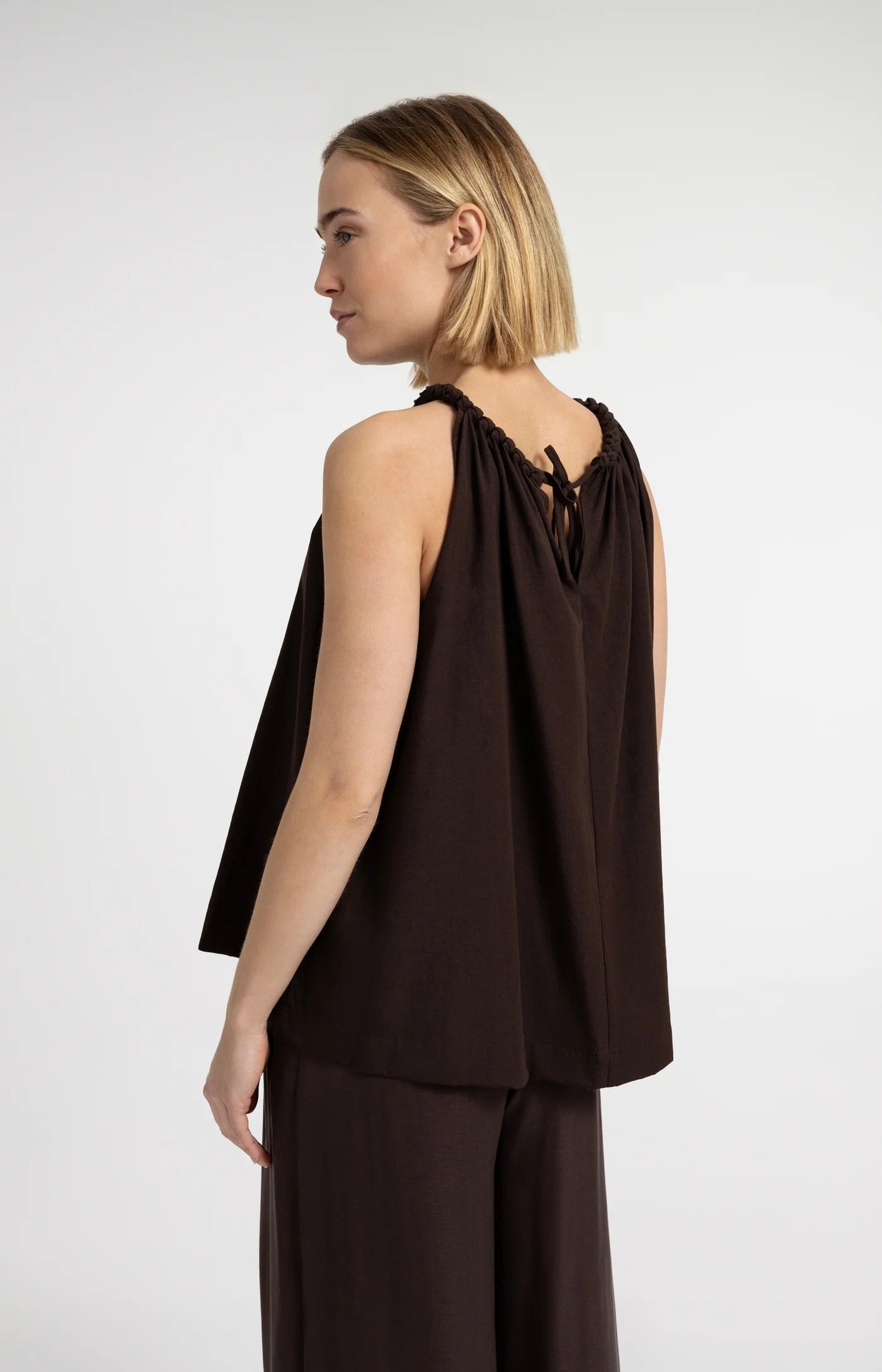YAYA | Halter Top Braided Neckline Aubergine Purple