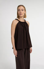 YAYA | Halter Top Braided Neckline Aubergine Purple