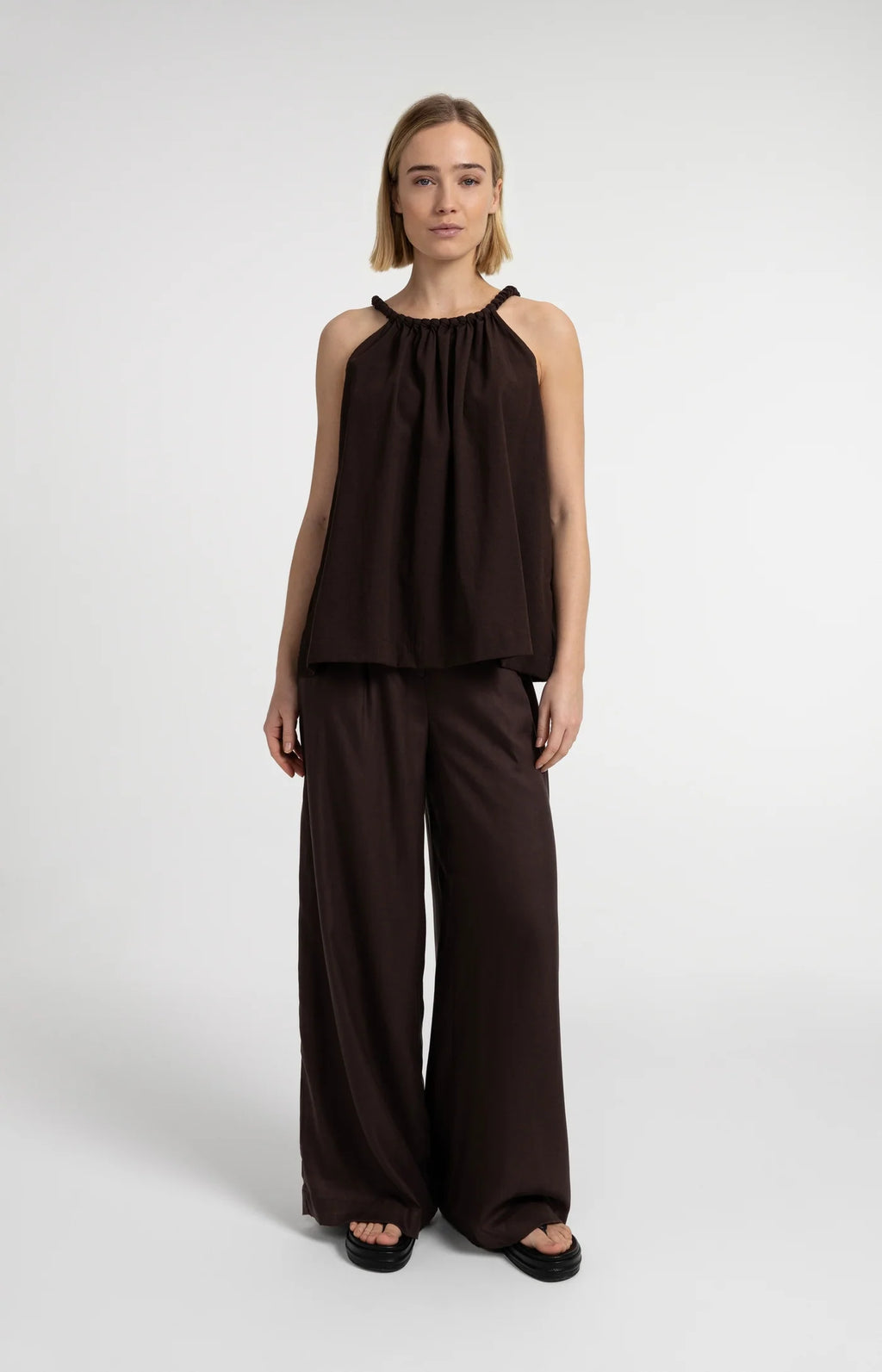 YAYA | Halter Top Braided Neckline Aubergine Purple