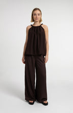 YAYA | Halter Top Braided Neckline Aubergine Purple