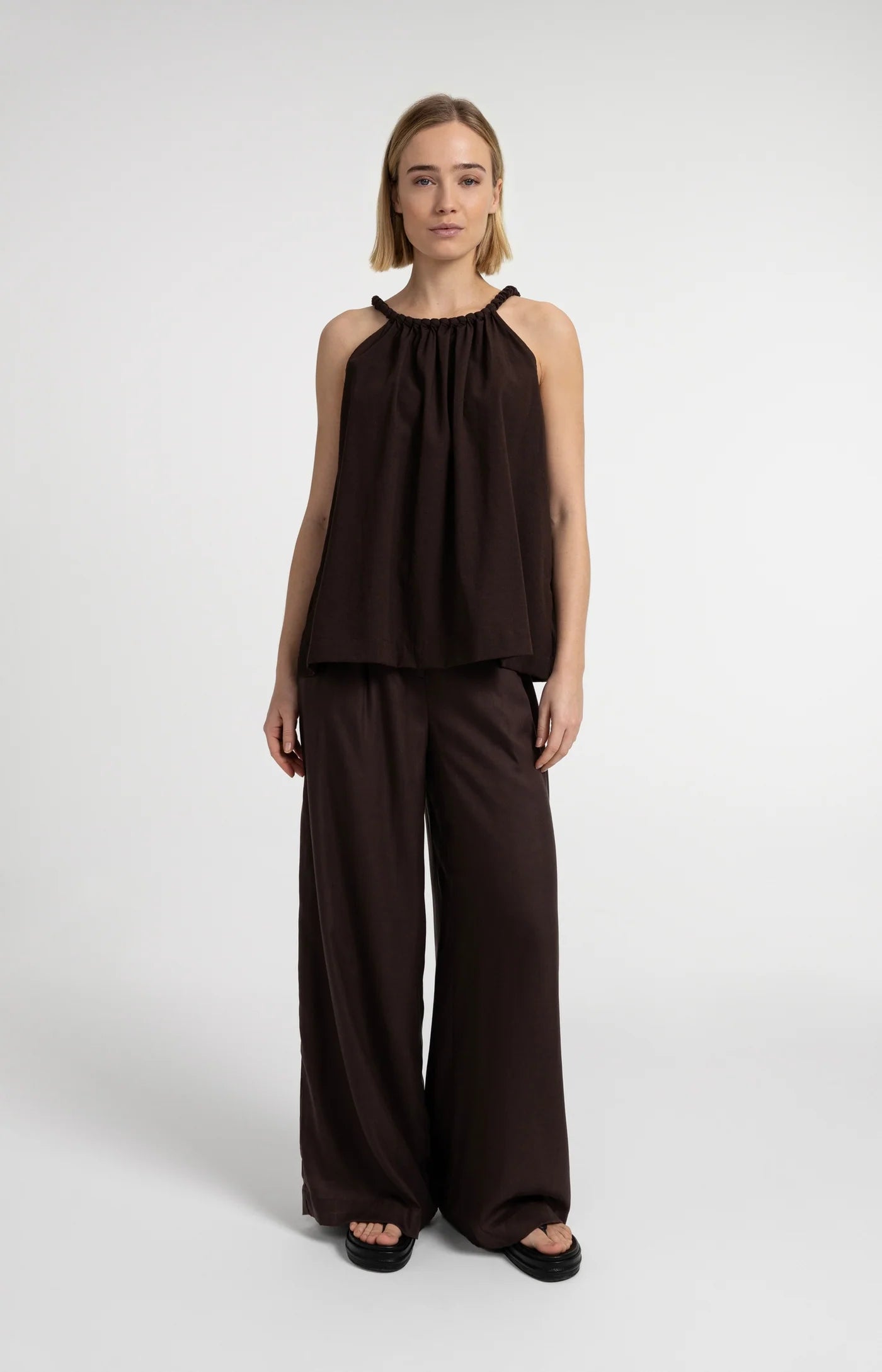 YAYA | Halter Top Braided Neckline Aubergine Purple