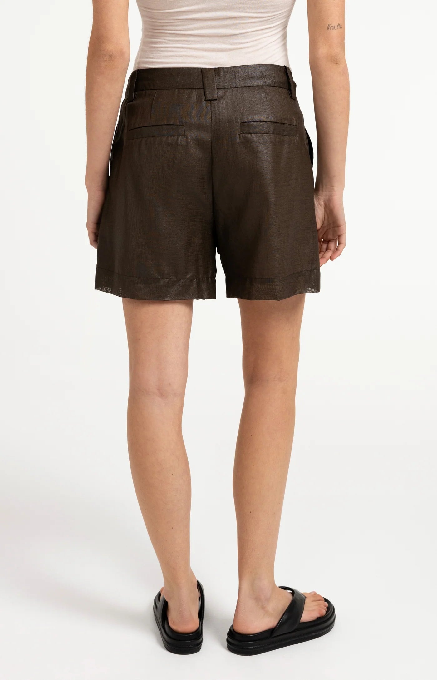 YAYA | High Waist Shorts Subtle Sheen Delicioso Brown