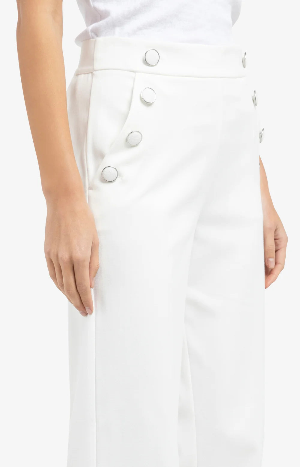 YAYA | Hoge Taille Broek Off White