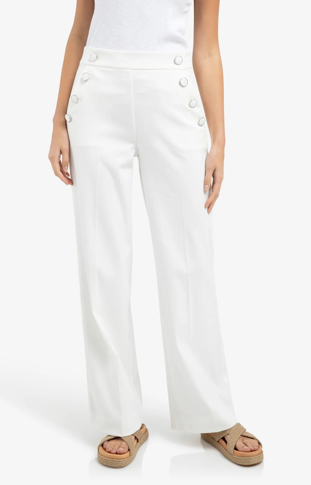 YAYA | Hoge Taille Broek Off White