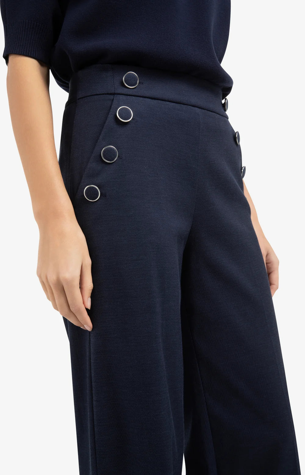 YAYA | Hoge Taille Broek Navy Blue