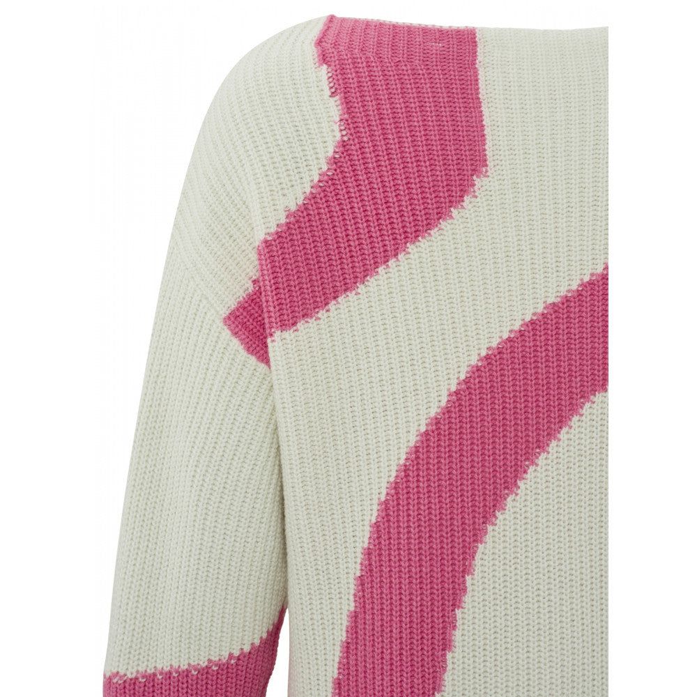 Jacquard trui met boothals, lange mouwen en print - 01-000310-401 -