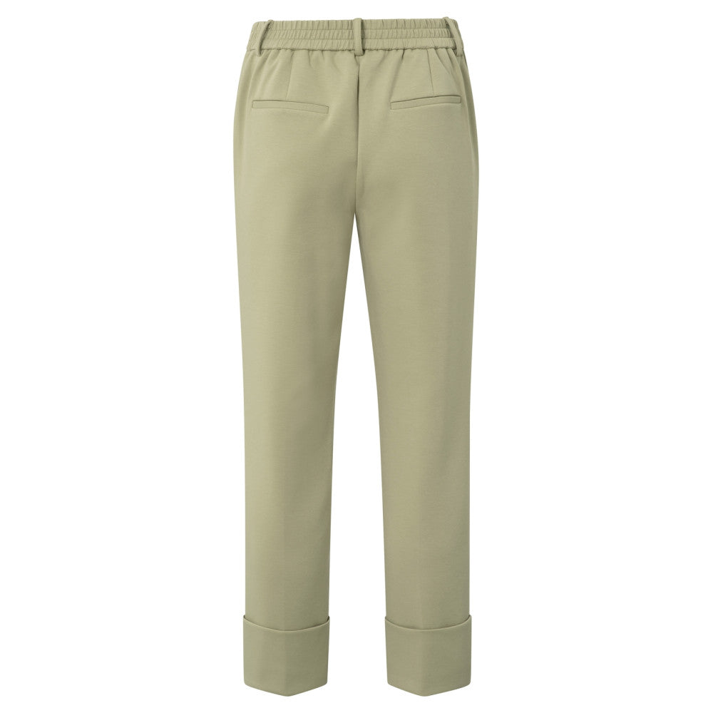 YAYA | Jersey pantalon met vaste omgeslagen zoom - soft green - 01-309187-504