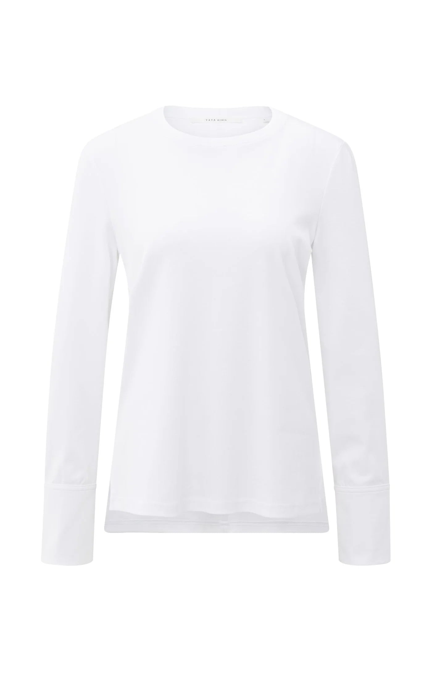 YAYA | Jersey Top Met Lange Mouwen En Geweven Manchetten Pure White