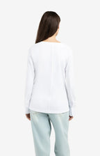 YAYA | Jersey Top Met Lange Mouwen En Geweven Manchetten Pure White