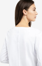 YAYA | Jersey Top Met Lange Mouwen En Geweven Manchetten Pure White