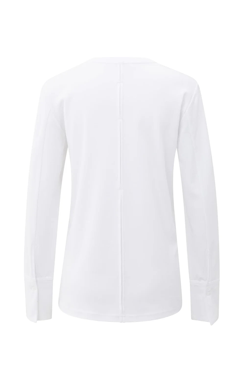 YAYA | Jersey Top Met Lange Mouwen En Geweven Manchetten Pure White