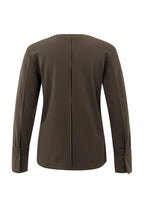 YAYA | Jersey Top Woven Cuffs Slate Black Brown
