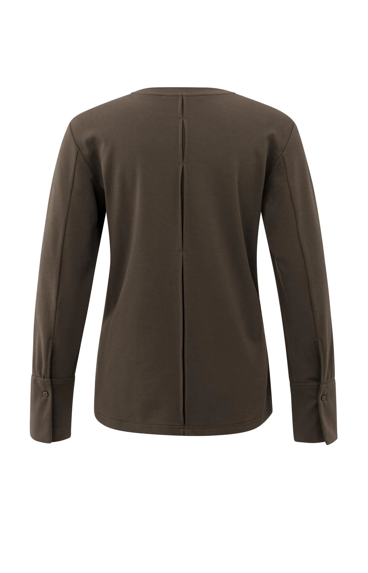 YAYA | Jersey Top Woven Cuffs Slate Black Brown