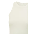 YAYA | Katoenen geribde singlet met ronde hals in normale pasvorm - ivory white - 01-729020-403