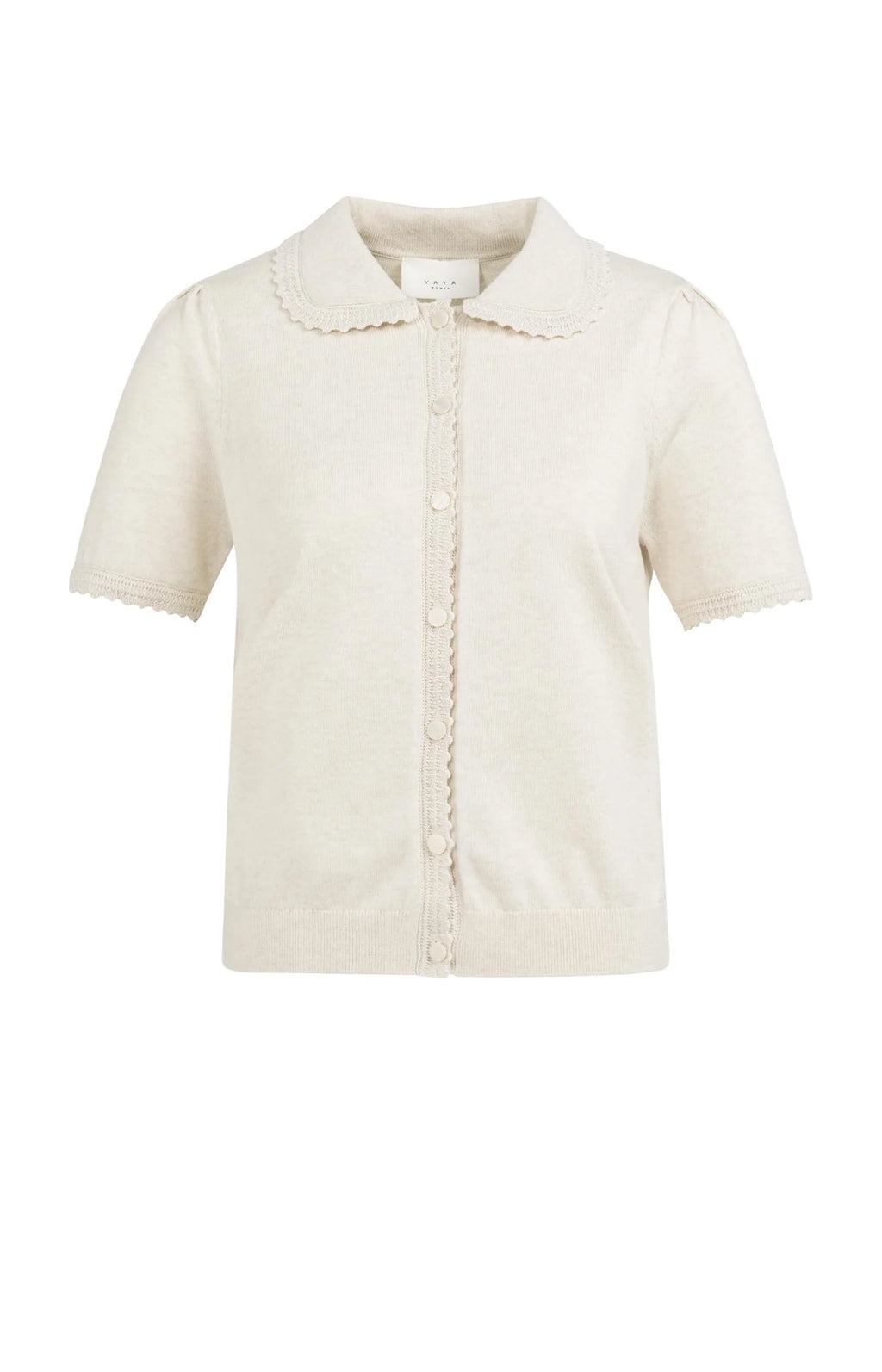 YAYA | Gebreid Vest Met Korte Mouwen En Knopen Kit Beige Melange