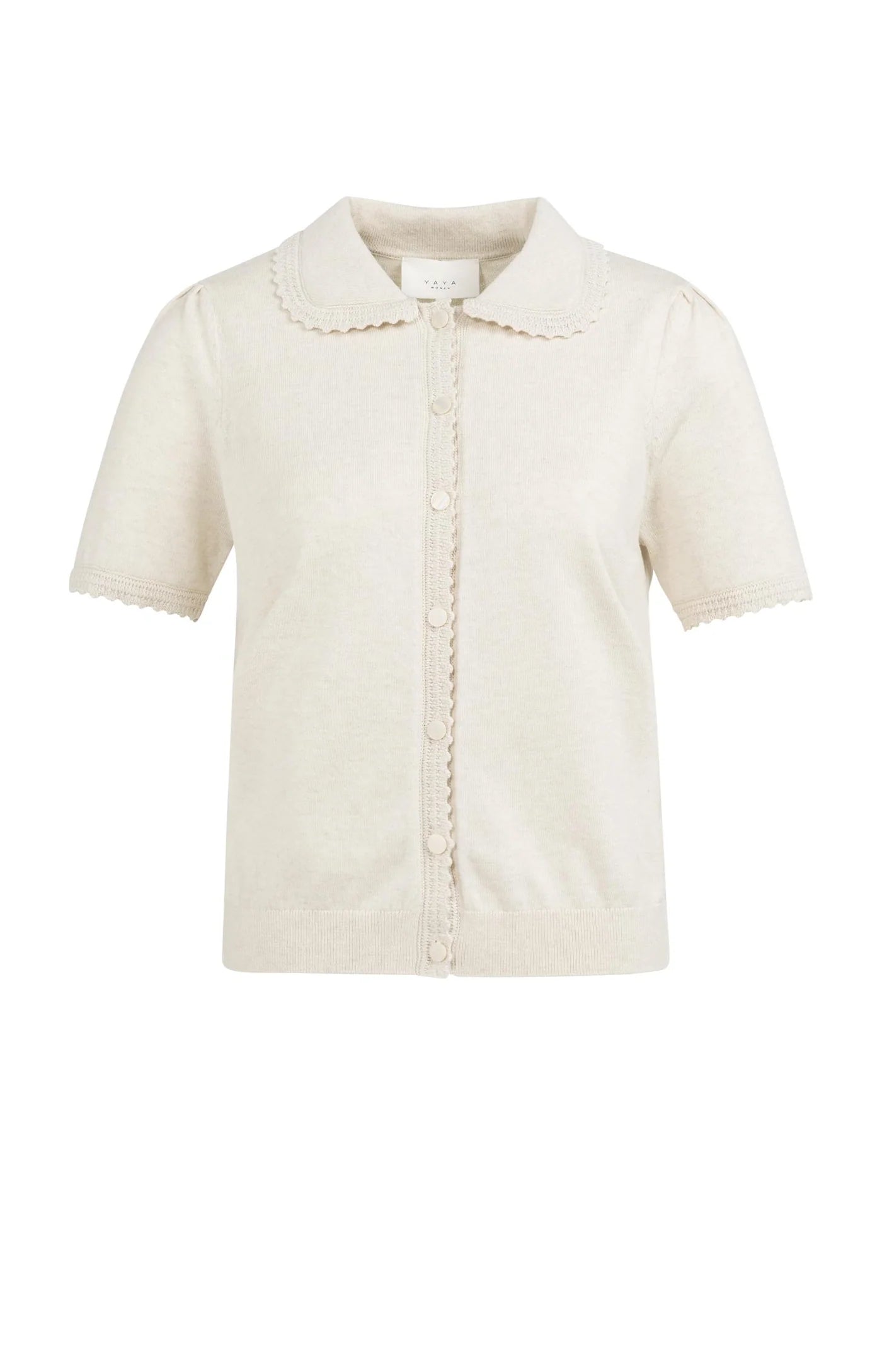 YAYA | Gebreid Vest Met Korte Mouwen En Knopen Kit Beige Melange