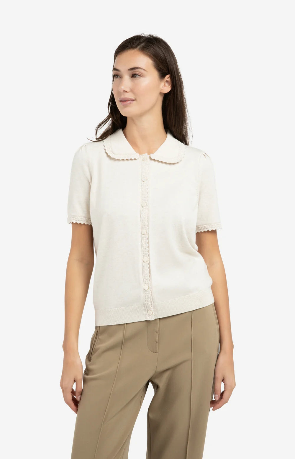 YAYA | Gebreid Vest Met Korte Mouwen En Knopen Kit Beige Melange