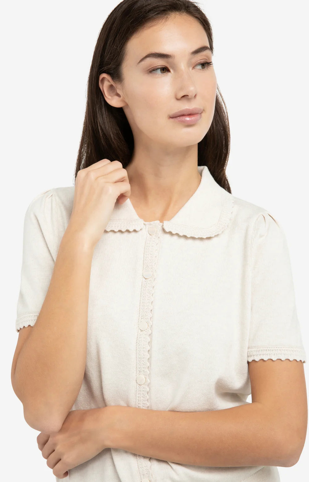 YAYA | Gebreid Vest Met Korte Mouwen En Knopen Kit Beige Melange