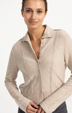 YAYA | Knitted Cardigan High Collar Light Beige Melange