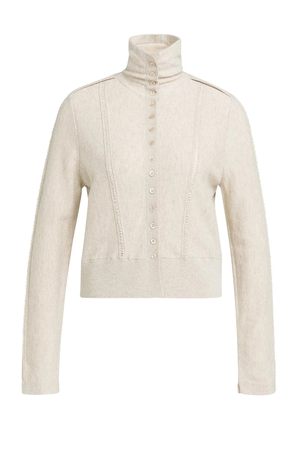 YAYA | Knitted Cardigan High Collar Light Beige Melange