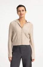 YAYA | Knitted Cardigan High Collar Light Beige Melange