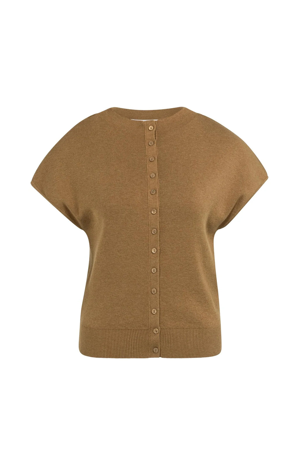 YAYA | Knitted Cardigan Front Button Foxtrot Brown Melange