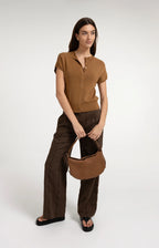 YAYA | Knitted Cardigan Front Button Foxtrot Brown Melange
